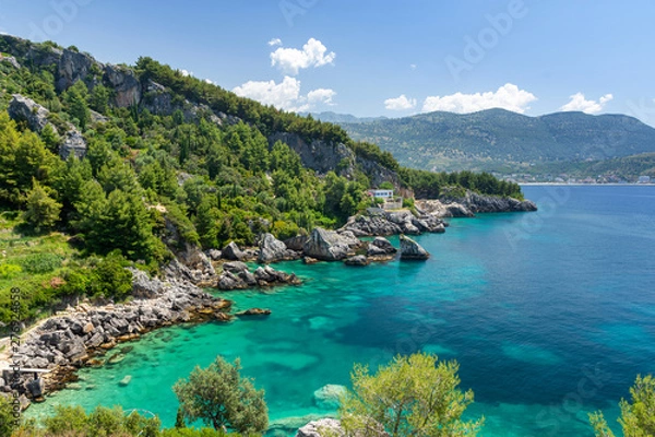 Obraz beautiful coast with turquoise of Ionian sea in Himare in Albania