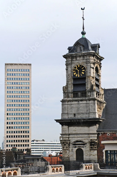 Fototapeta Bruxelles, nuovi palazzi e vecchie torri
