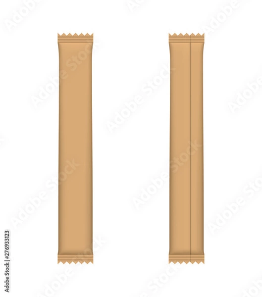 Fototapeta Blank brown paper package for coffee, sugar or spice.
