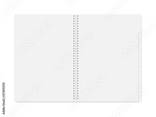Fototapeta Vector realistic white mock up of notebook opened.