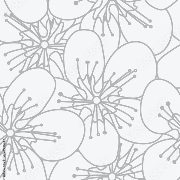 Obraz Vector seamless pattern background white and gray flowers