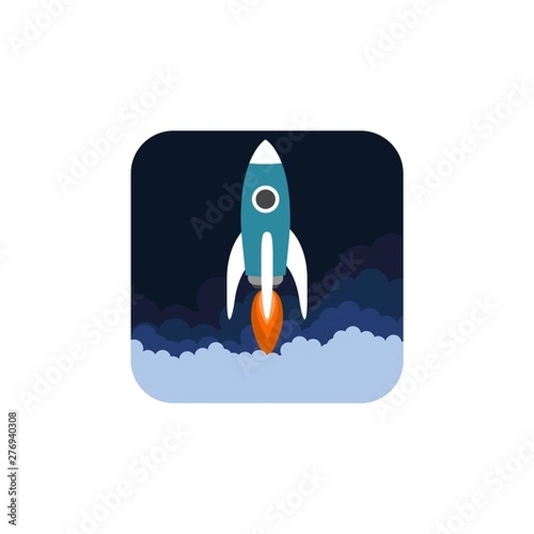 Obraz Flat isometric space symbol rocket ship icon