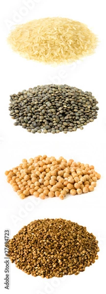 Obraz lentil, buckwheat, peas and rice