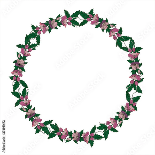 Fototapeta Romantic wreath with flowers and leaves. Romantic vector elements for card. Save the date and invitation.