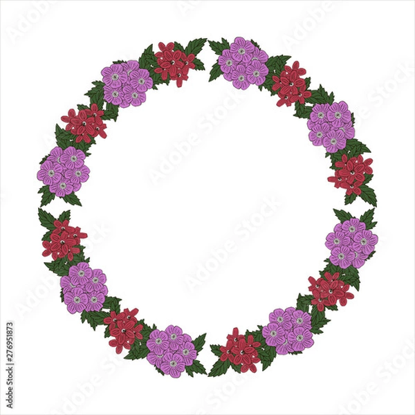 Fototapeta Romantic wreath with flowers and leaves. Romantic vector elements for card. Save the date and invitation.