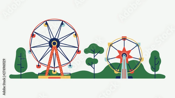 Obraz Amusement park ferris wheels