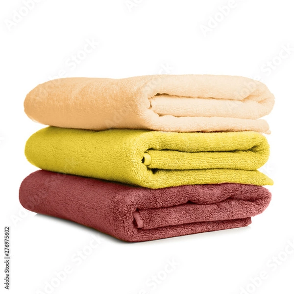 Obraz Folded soft terry towels on white background