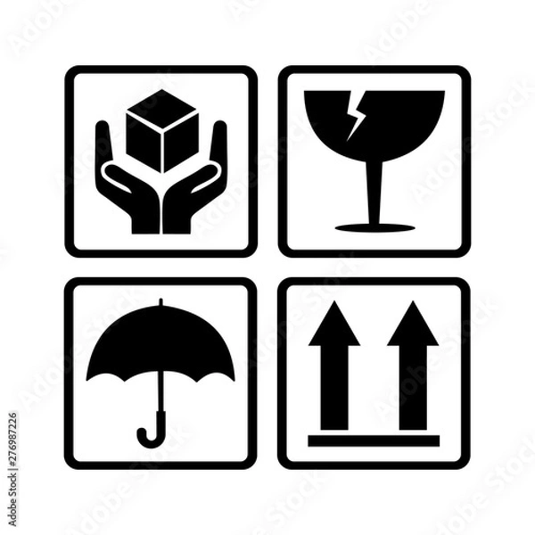 Fototapeta Black fragile symbol isolated on white background