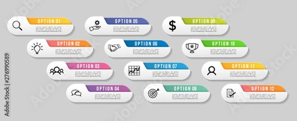 Obraz Vector Infographic Design Template with Options Steps and Marketing Icons can be used for info graph, presentations, process, diagrams, annual reports, workflow layout