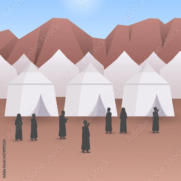 Obraz Pilgrimage Camp, Hajj Tent in Mina Illustration