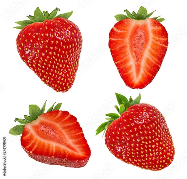 Fototapeta Fresh strawberry isolated on white background with clipping path