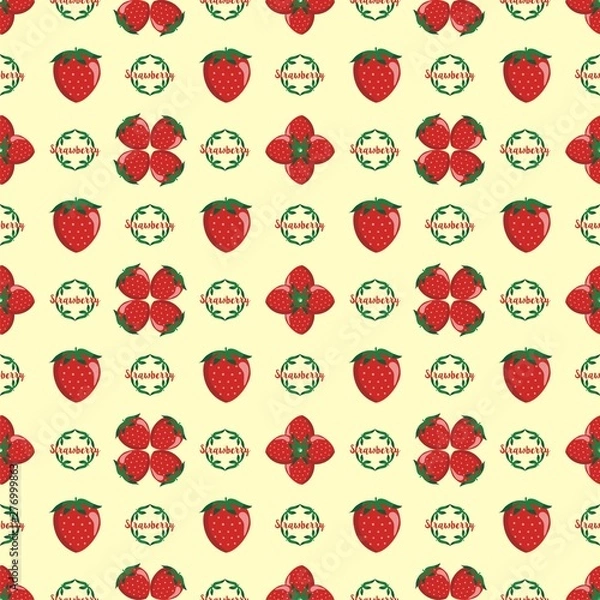 Fototapeta Strawberry seamless pattern vectors 6