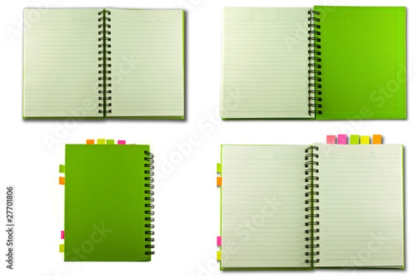 Obraz isolated green notebook on white.