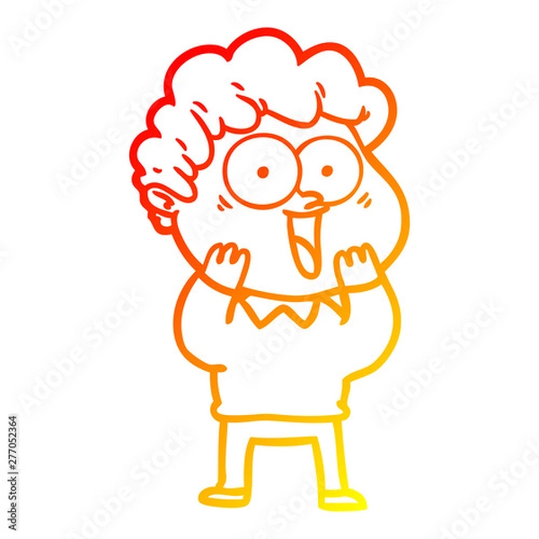 Obraz warm gradient line drawing cartoon happy man