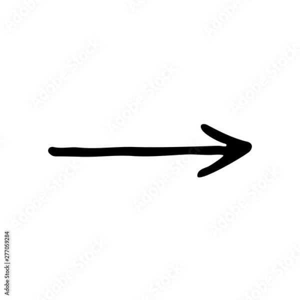 Fototapeta Cute linear hand drawn arrow icon. Funny vector black and white arrow icon. Isolated monochrome doodle arrow icon for various projects.