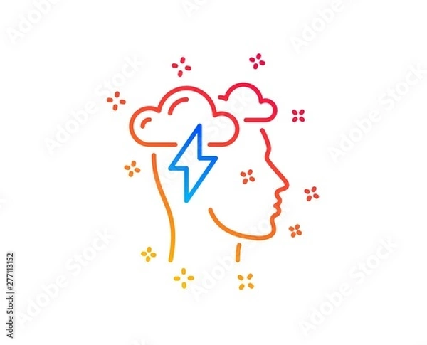 Fototapeta Mindfulness line icon. Psychology sign. Cloud storm symbol. Gradient design elements. Linear mindfulness stress icon. Random shapes. Vector