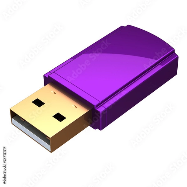 Obraz 3d illustration of USB flash drive memory stick purple close-up