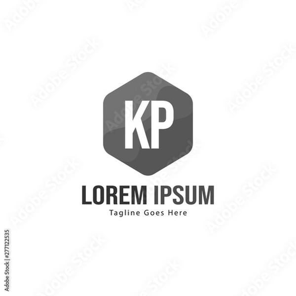 Fototapeta Initial KP logo template with modern frame. Minimalist KP letter logo vector illustration