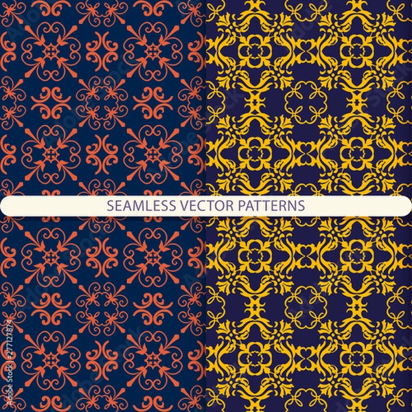 Fototapeta Seamless vector patterns with ornament elements and floral and botanical elements. Print for textiles. Design for packaging and wrapping paper. Print for furniture. Print for the interior.