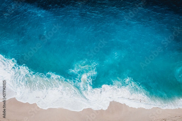 Fototapeta Wild beach, top view, waves