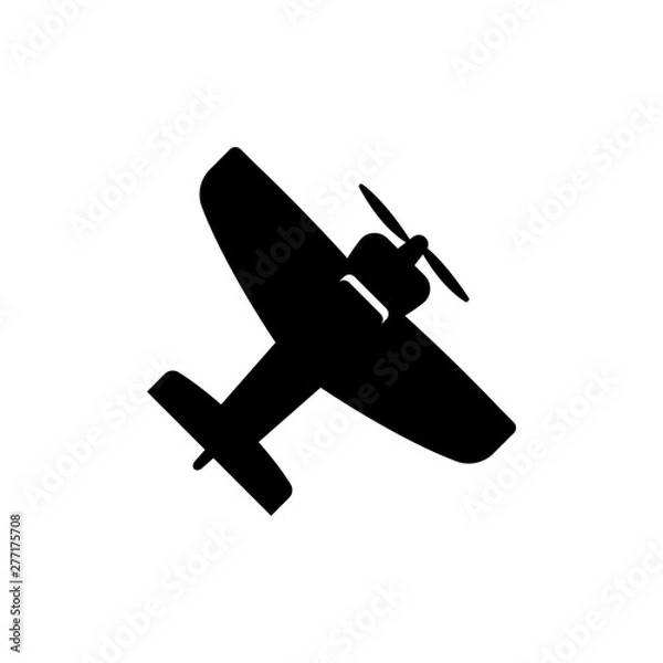 Fototapeta Small plane vector illustration. Single engine propelled aircraft.