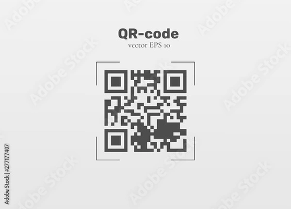 Fototapeta Vector QR code sample for smartphone scanning isolated on white background.