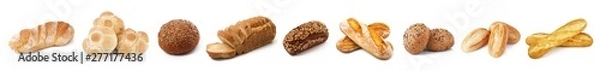 Obraz fresh bread collage on white background