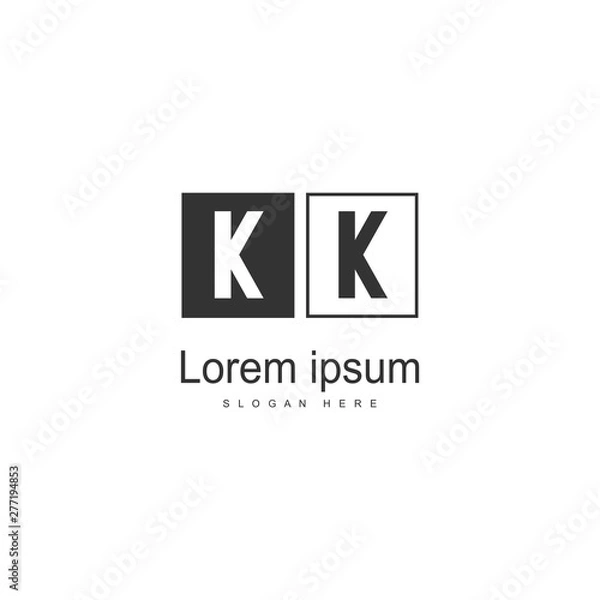 Obraz Initial KK logo template with modern frame. Minimalist KK letter logo vector illustration