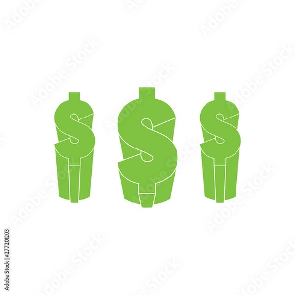 Fototapeta money dollar 3d chart symbol icon vector