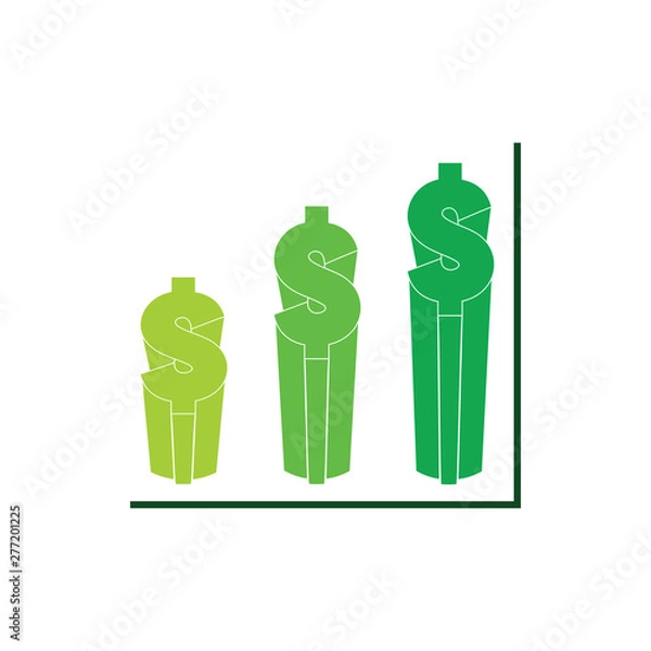 Fototapeta money dollar 3d chart symbol icon vector