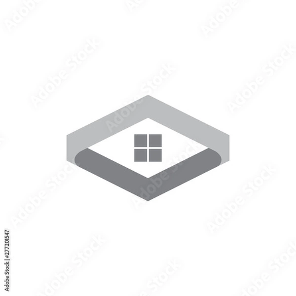 Obraz abstract geometric home shape 3d logo vector