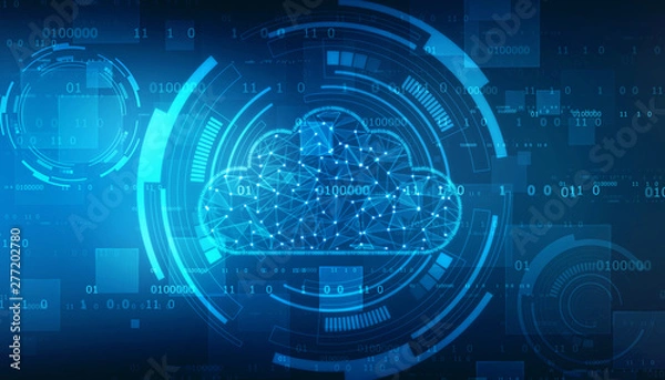 Fototapeta 2d rendering Cloud computing, Cloud Computing Concept, Cloud Networking Background, Cloud computing and network security technology concept