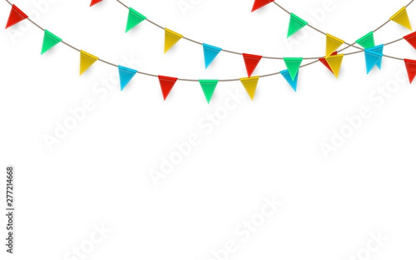 Fototapeta Celebration carnival. Party background with flags. Luxury greeting card. Vector illustration