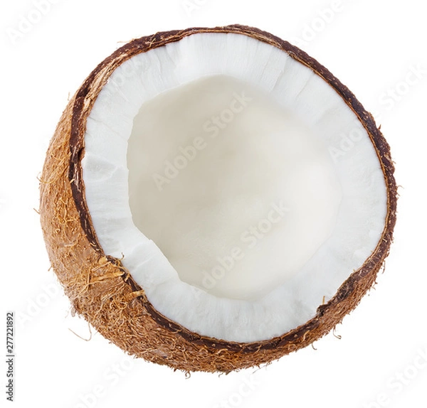 Fototapeta half coconut isolated on white background clipping path