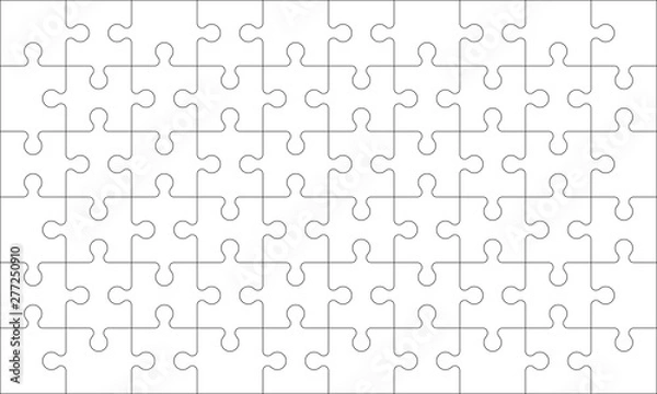 Fototapeta Siatka zagadek - pusty szablon. Puzzle składające się z 60 elementów. Tło mozaiki do gry myślącej ma wymiary 10x6. Gra ze szczegółami. Ilustracji wektorowych.