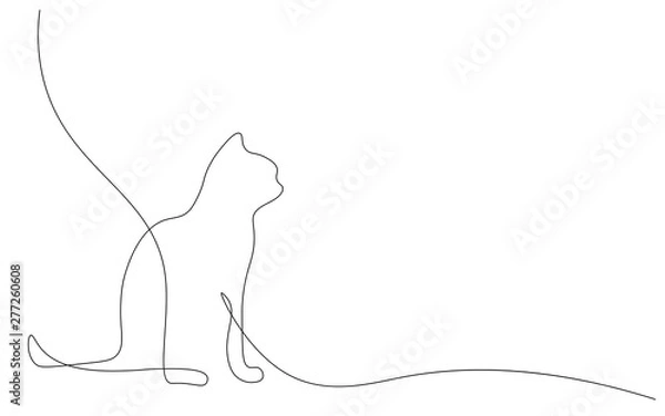 Obraz Cat silhouette on white background, vector illustration 