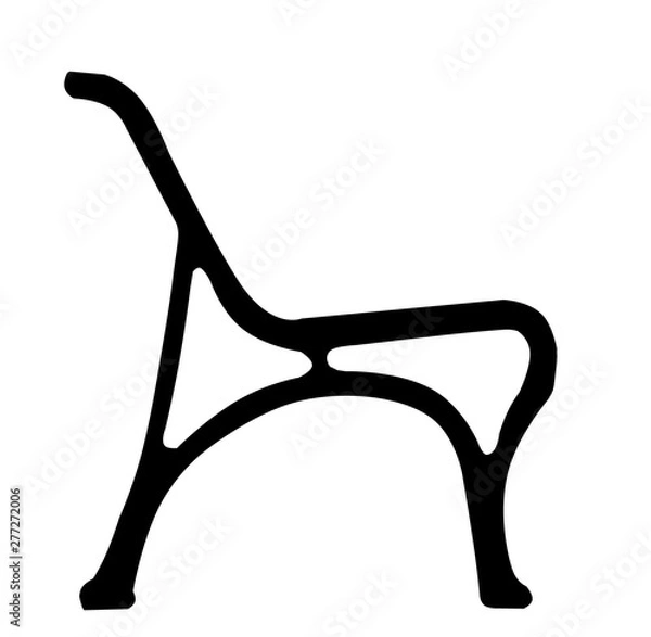 Obraz silhouette black city bench, side view, isolated on white background