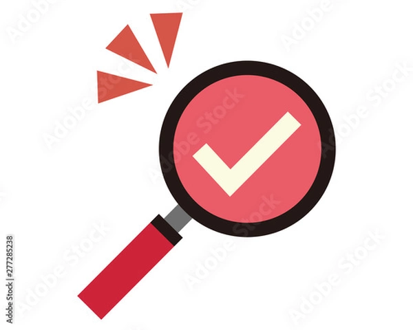 Fototapeta 虫眼鏡　拡大鏡　ルーペ　チェック　チェックマーク