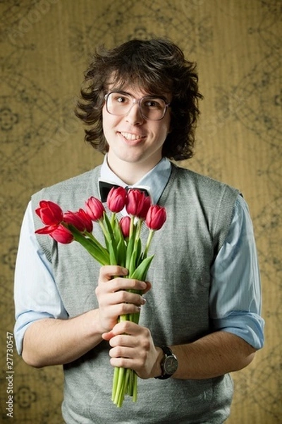 Obraz Student with flowers