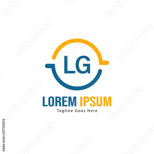 Fototapeta Initial LG logo template with modern frame. Minimalist LG letter logo vector illustration