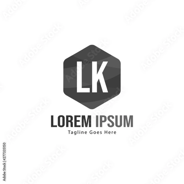 Fototapeta Initial LK logo template with modern frame. Minimalist LK letter logo vector illustration