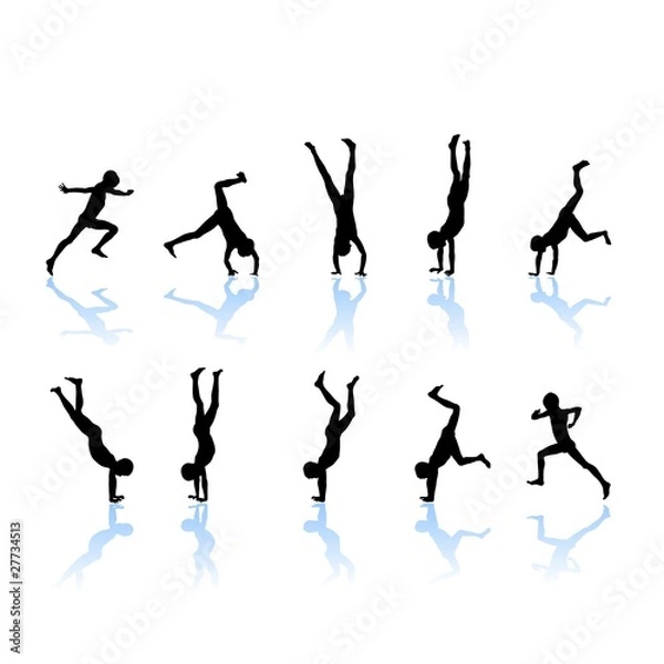 Obraz little gymnast silhouettes