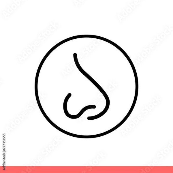 Fototapeta Nose vector icon, smell sign. Simple, flat design isolated on white background for web or mobile app