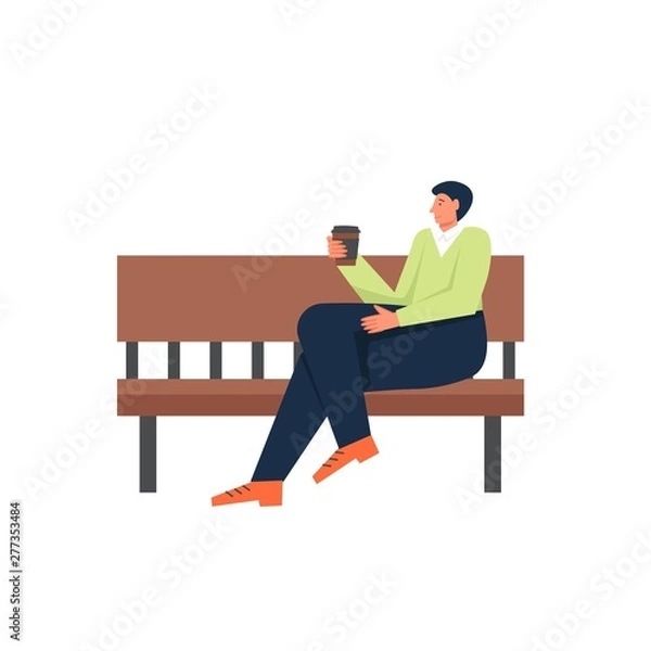 Obraz Walk in the park, vector flat style design illustration
