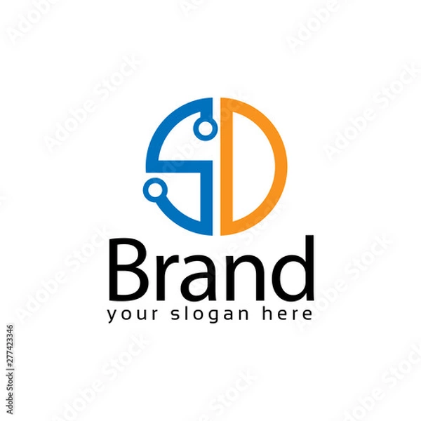 Fototapeta Letter SD stock logo, SD initial., flat design. technology logo.	