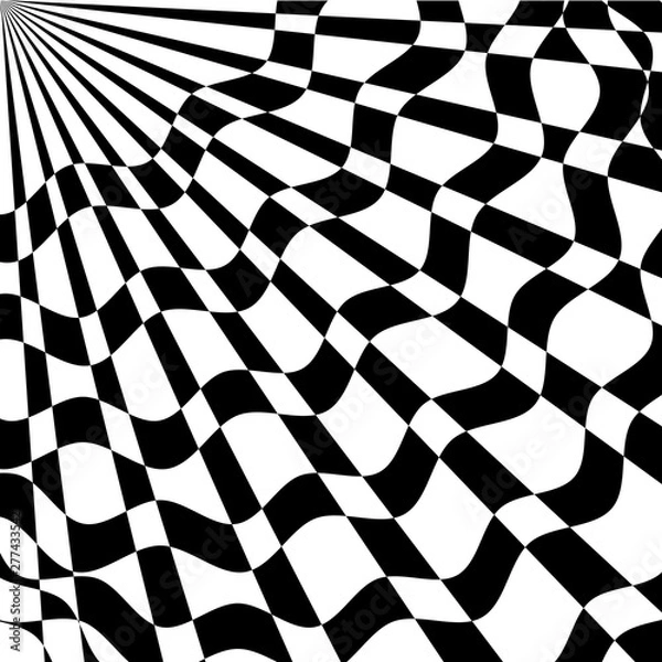 Fototapeta Abstract black and white striped background. Geometric pattern with visual distortion effect. Optical illusion. Op art.