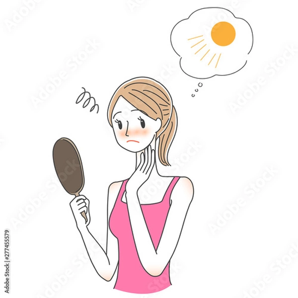 Fototapeta 紫外線を気にする女性のイラスト　スキンケア