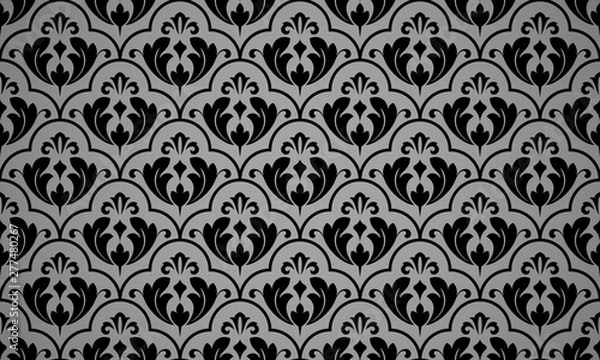 Fototapeta Flower geometric pattern. Seamless vector background. Black and grey ornament