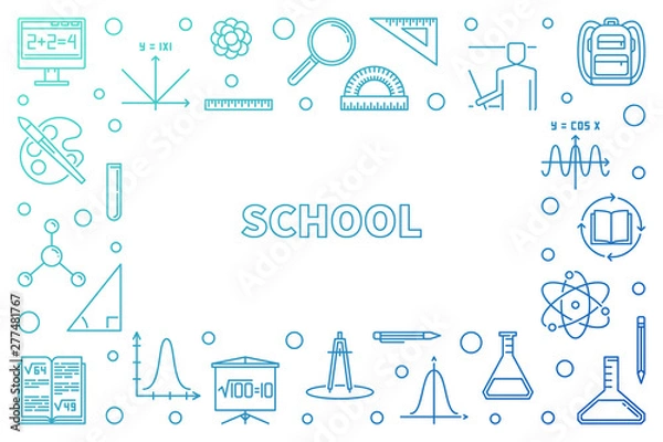 Obraz School concept modern outline frame - vector illustration on white background