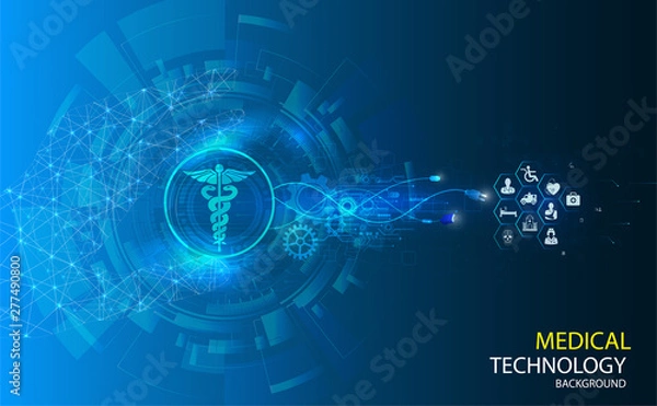 Fototapeta Medical health care science innovation concept pattern icon on blue background.Vector illustration.